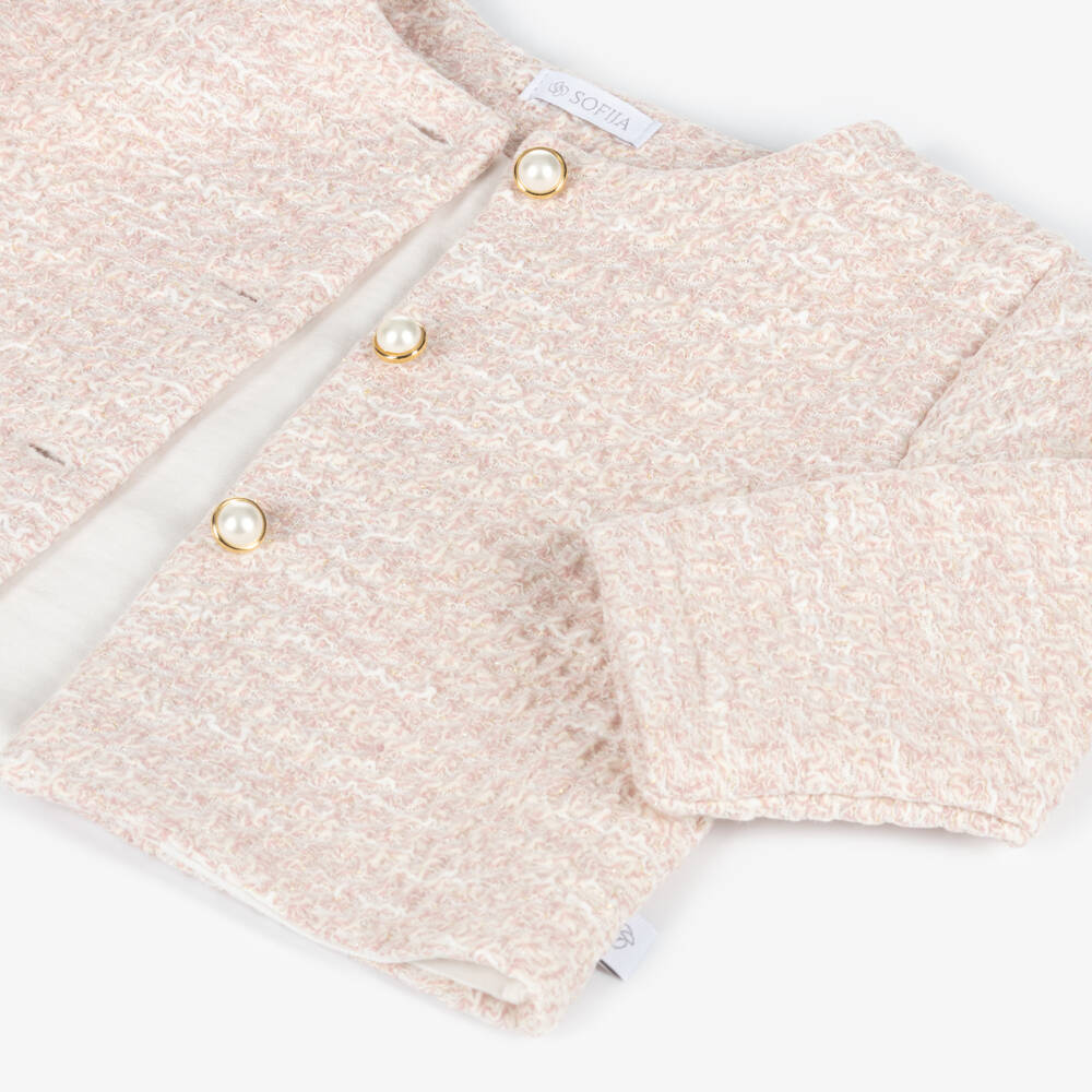 Sofija-Girls Pink Tweed Shorts Ensemble | Childrensalon Outlet