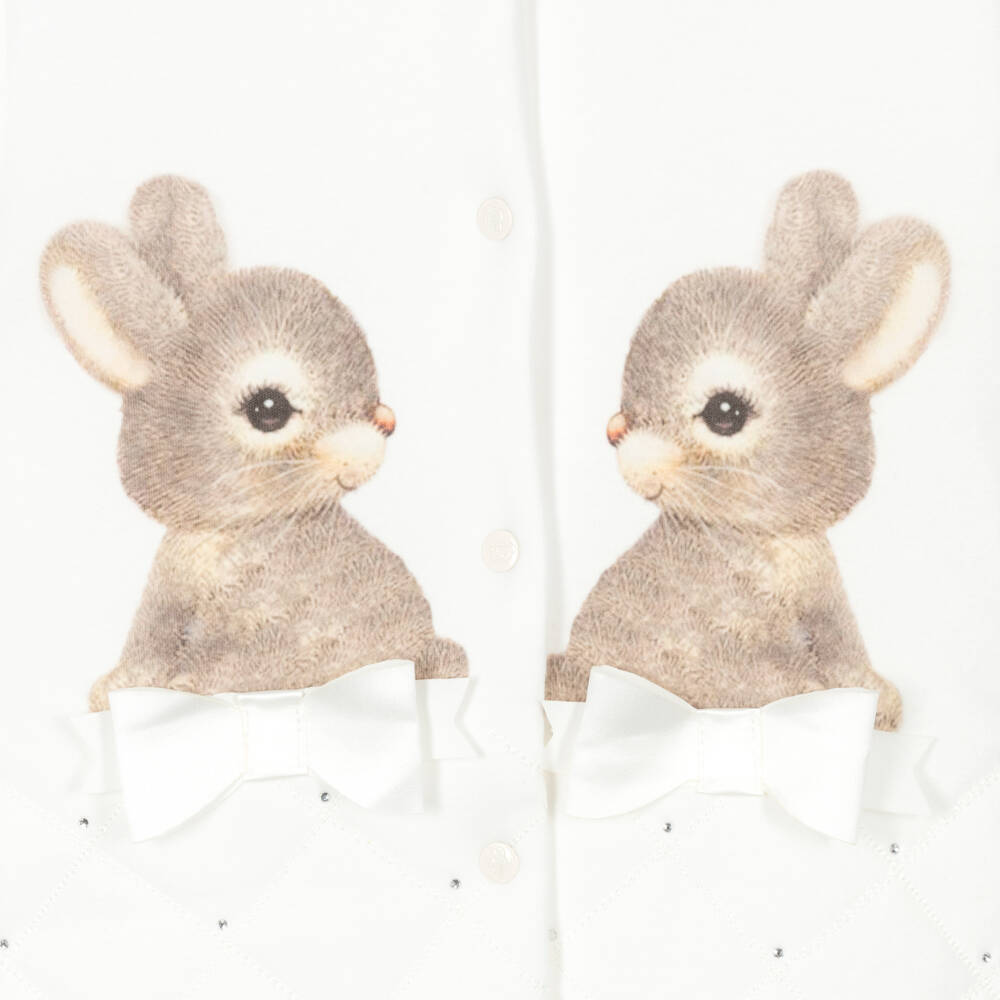 Sofija-Girls' Quilted Ivory Bunny Suit | Childrensalon Outlet