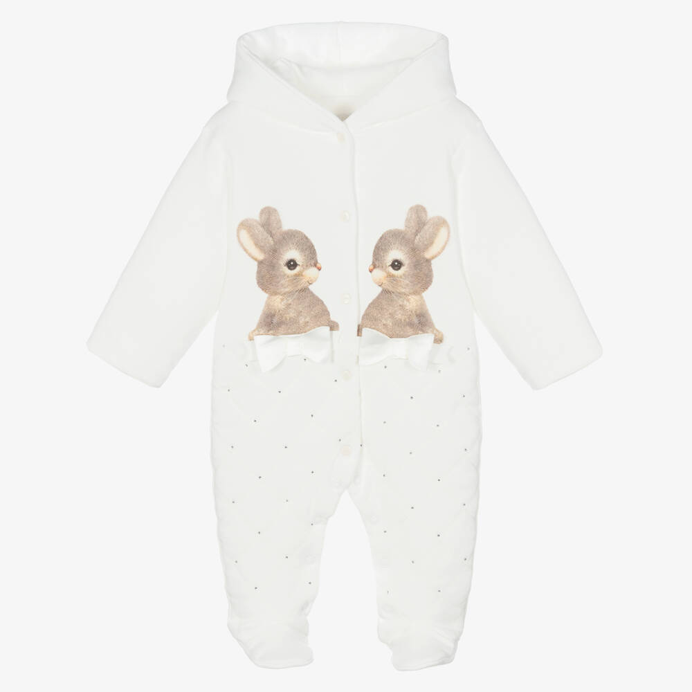 Sofija-Girls' Quilted Ivory Bunny Suit | Childrensalon Outlet