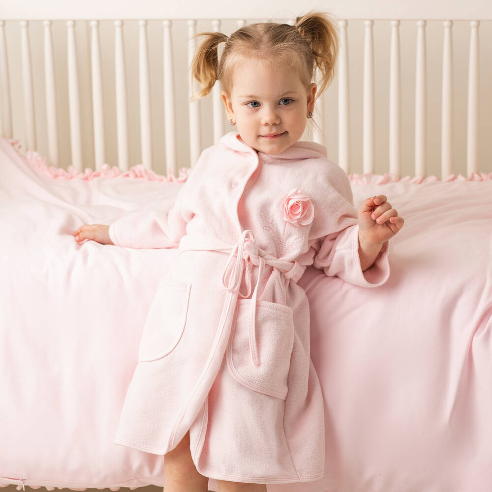 Sofija-Girls Rose Hued Cotton Robe | Childrensalon Outlet