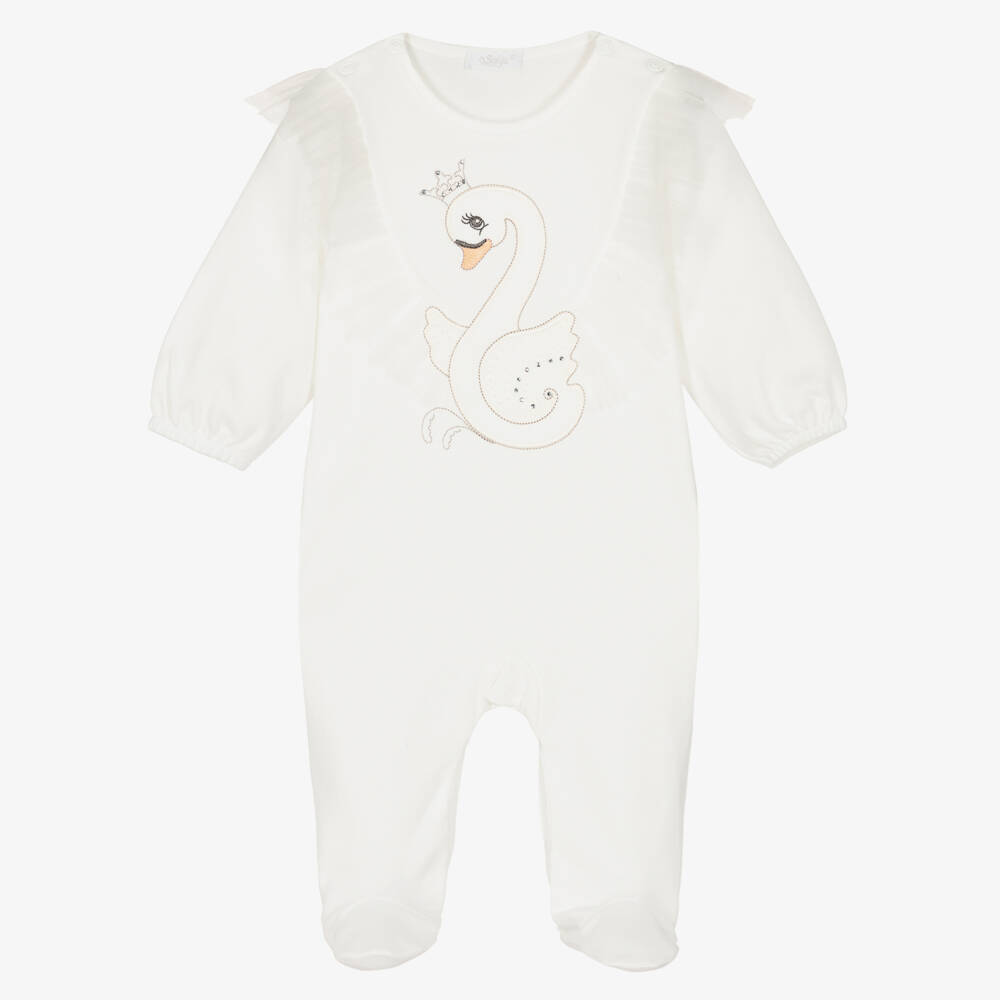 Sofija-بدلة أطفال عاجية للبنات بتصميم بجعة من التول | Childrensalon Outlet