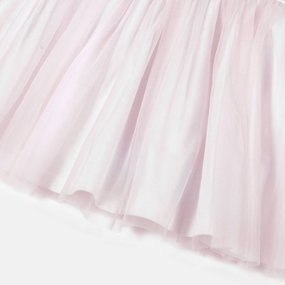 Sofija-Girls White Jersey & Pink Floral Tulle Dress | Childrensalon Outlet