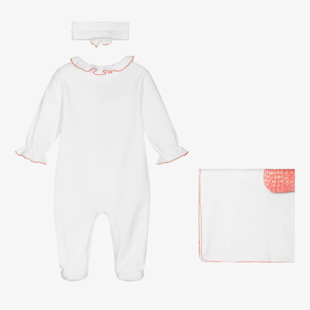 Sofija-Girls White Strawberry Cotton Set | Childrensalon Outlet
