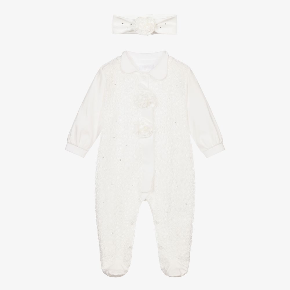 Sofija - Ivory Babygrow & Headband Set | Childrensalon