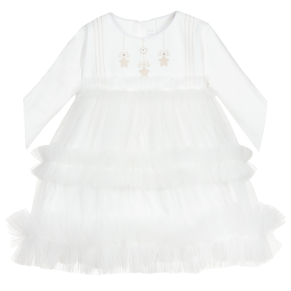 Sofija - Кремовое платье из хлопка с ангелами | Childrensalon