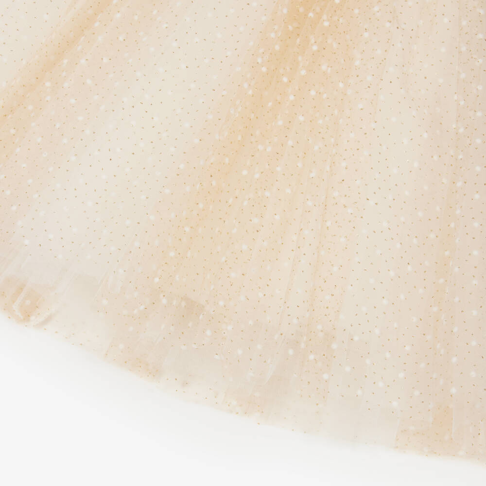 Sofija-Ivory & Gold Crown Embro Tulle Dress | Childrensalon Outlet
