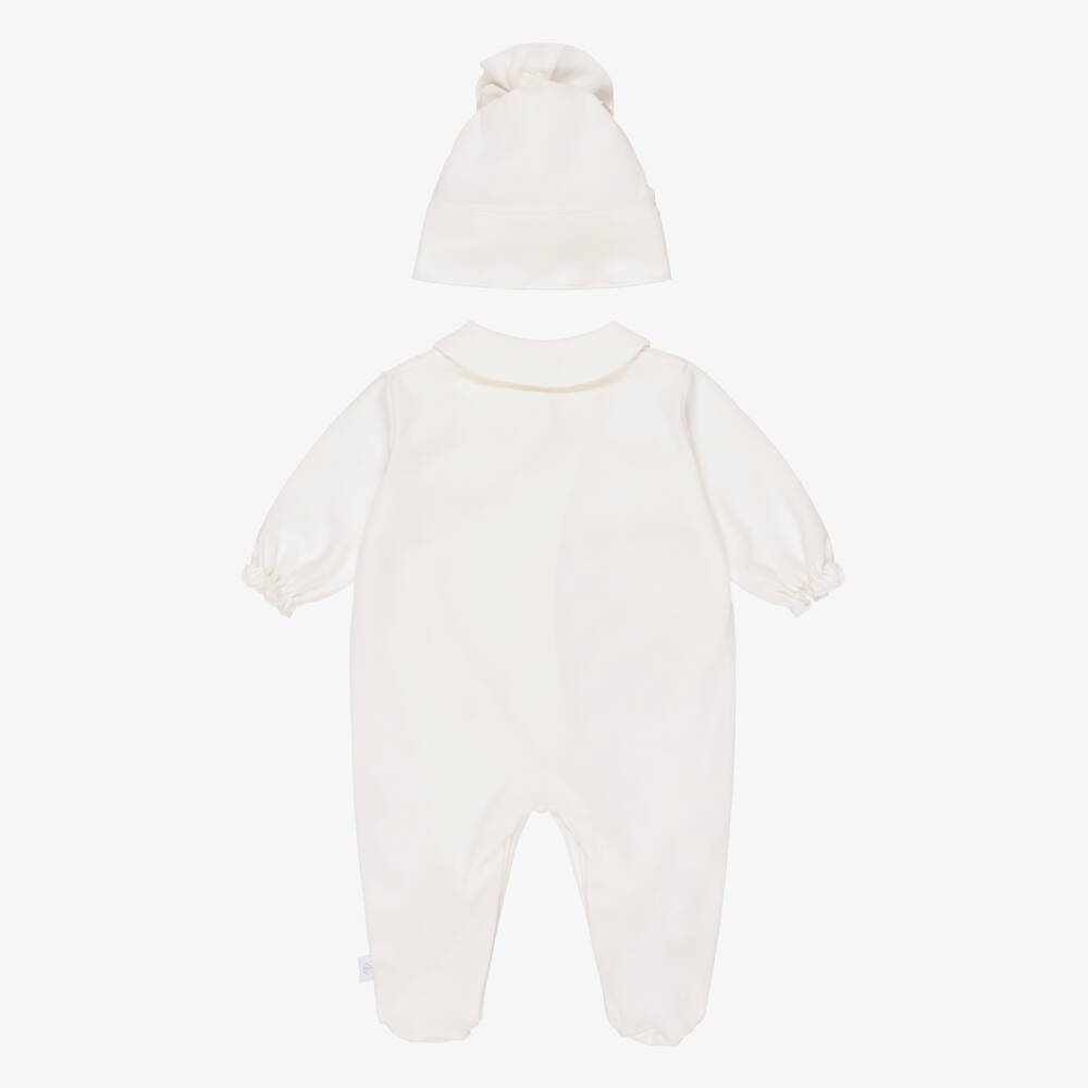 Sofija-Ivory & Pink Bunny Babygrow, Hat & Swaddle Set | Childrensalon Outlet