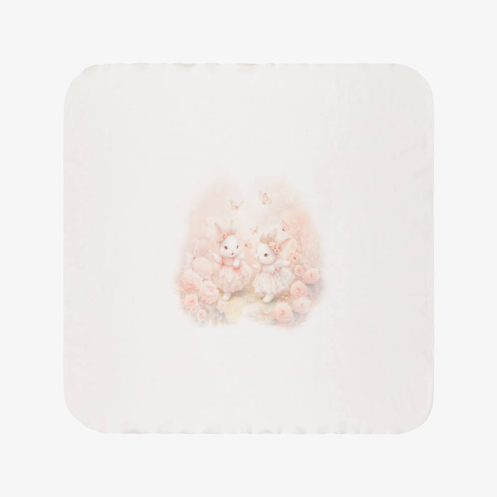 Sofija-Ivory & Pink Bunny Babygrow, Hat & Swaddle Set | Childrensalon Outlet