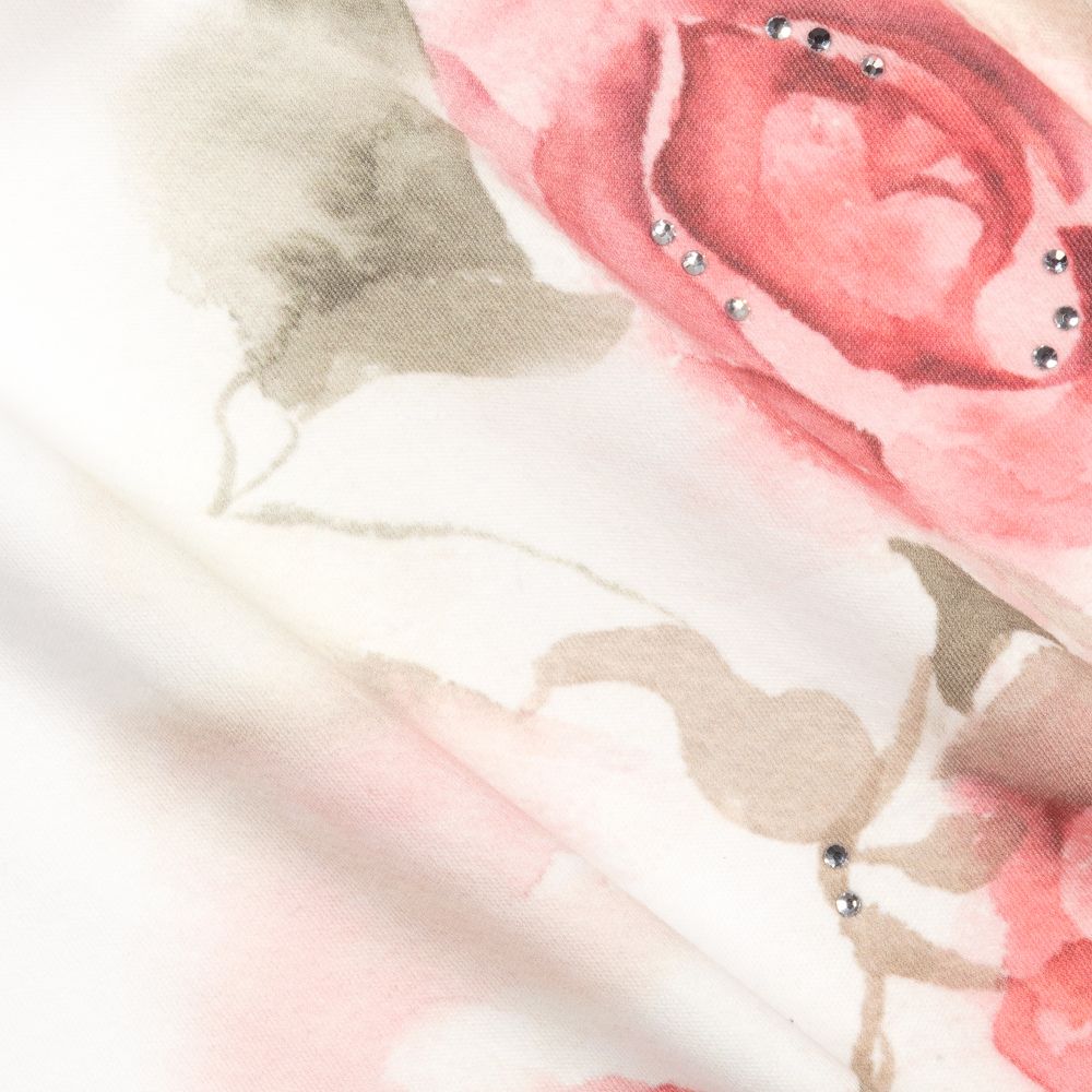 Sofija-فستان أطفال قطن جيرسي لون عاجي بطبعة ورود | Childrensalon Outlet