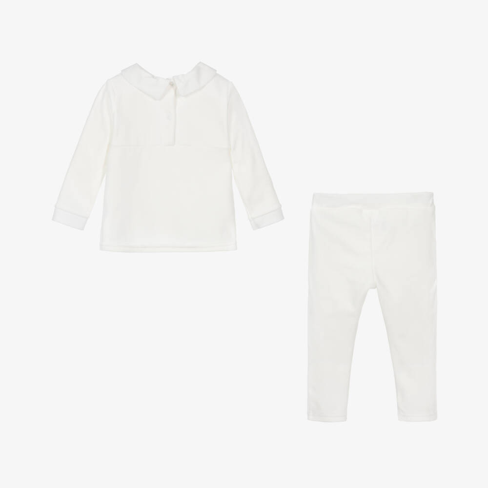 Sofija-Ivory Velour Baby Outfit Set | Childrensalon Outlet