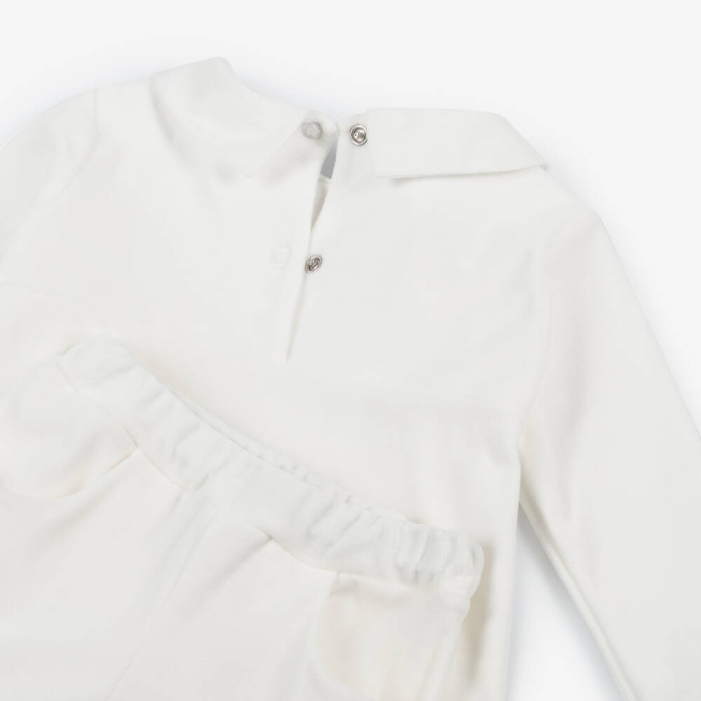 Sofija-Ivory Velour Baby Outfit Set | Childrensalon Outlet