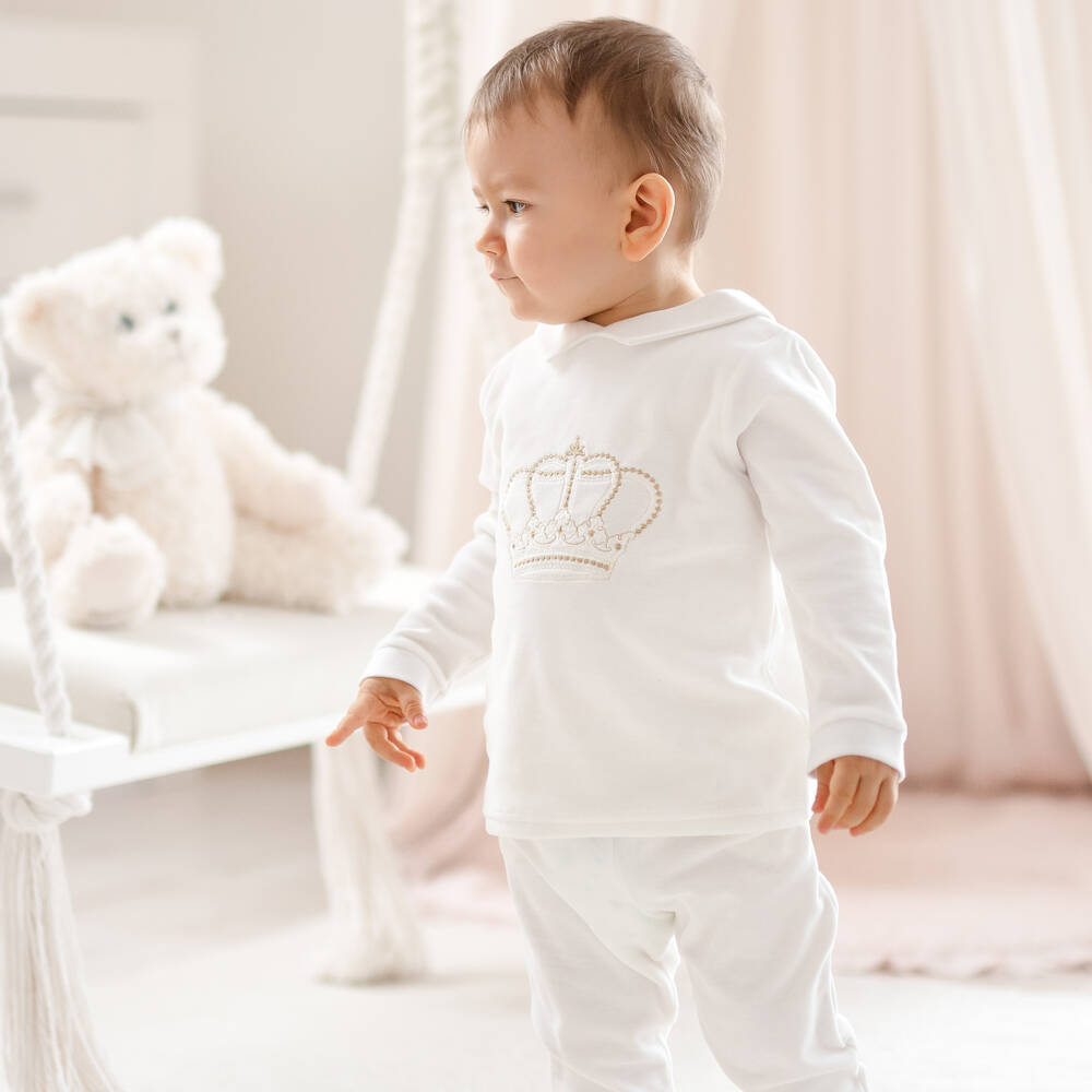 Sofija-طقم ملابس بيبي مخمل عاجي | Childrensalon Outlet