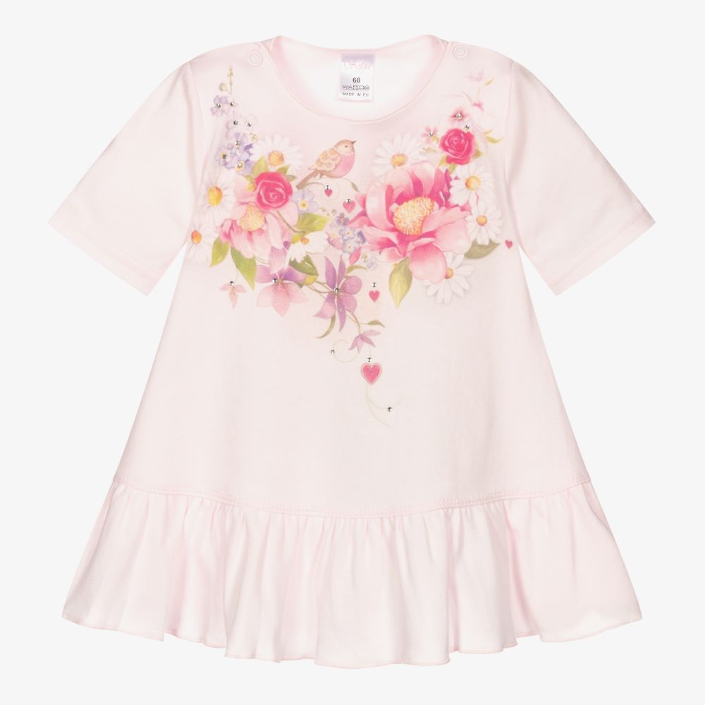 Sofija - Pale Pink Floral Cotton Dress | Childrensalon