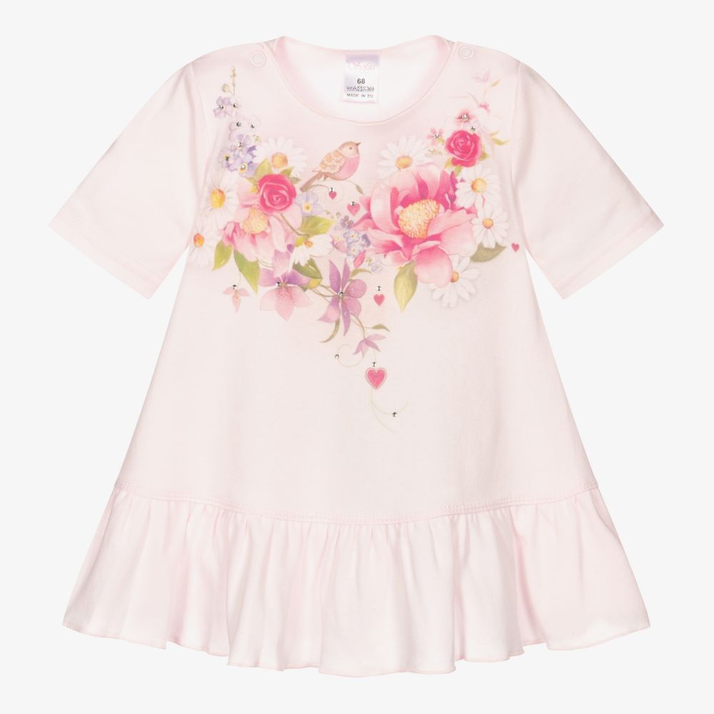 Sofija-Розовое хлопковое платье с цветами | Childrensalon Outlet