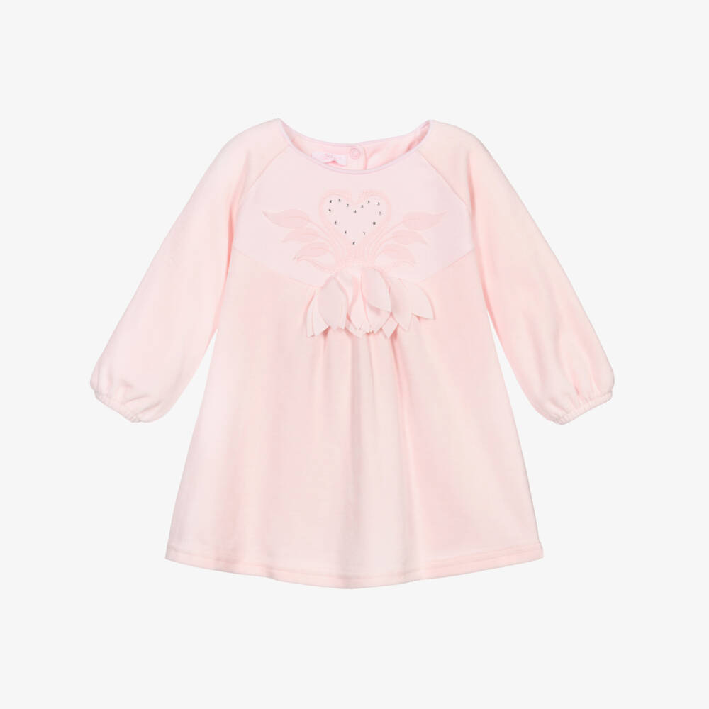Sofija-Pink Cotton Velour Baby Dress | Childrensalon Outlet