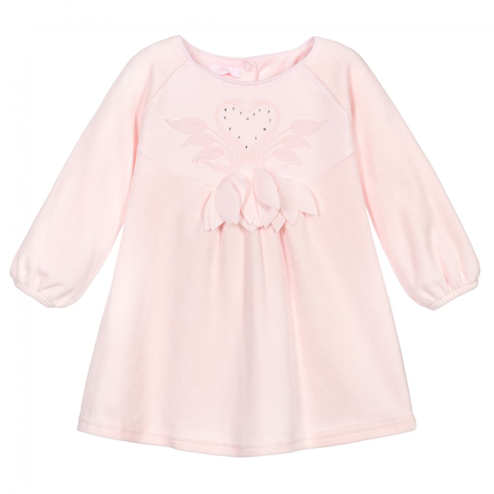 Sofija Pink Cotton Velour Baby Dress Childrensalon Outlet