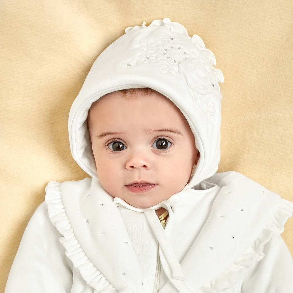 Sofija-Белый утепленный чепец из хлопка | Childrensalon Outlet