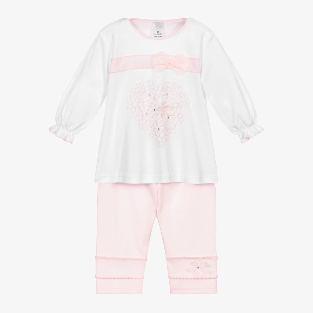 Sofija-White & Pink Leggings Set | Childrensalon Outlet