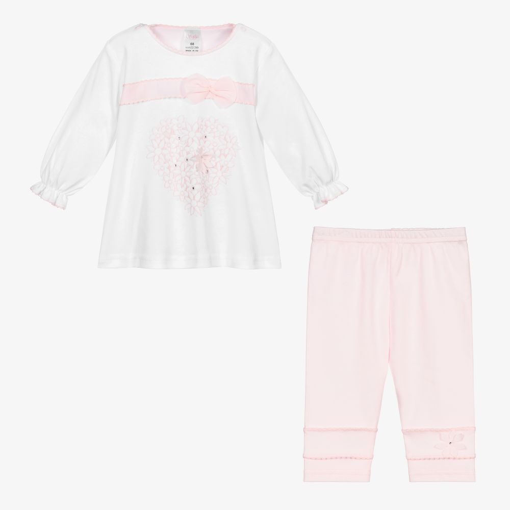 Sofija-White & Pink Leggings Set | Childrensalon Outlet