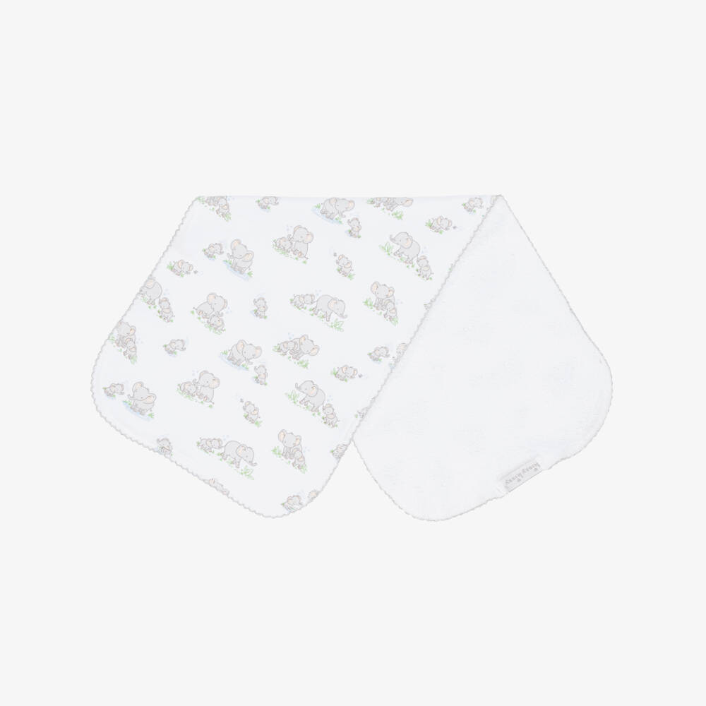 Kissy Kissy-Soft Grey White Cotton Burp Cloth | Childrensalon Outlet
