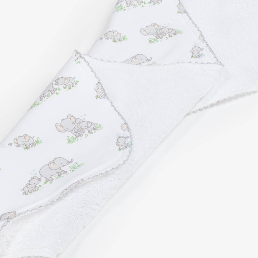 Kissy Kissy-Soft Grey White Cotton Burp Cloth | Childrensalon Outlet