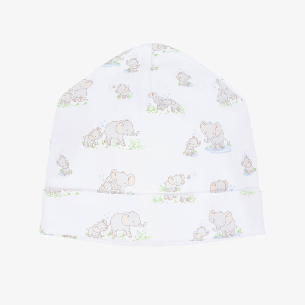 Kissy Kissy-Soft White Elephant Print Hat | Childrensalon Outlet