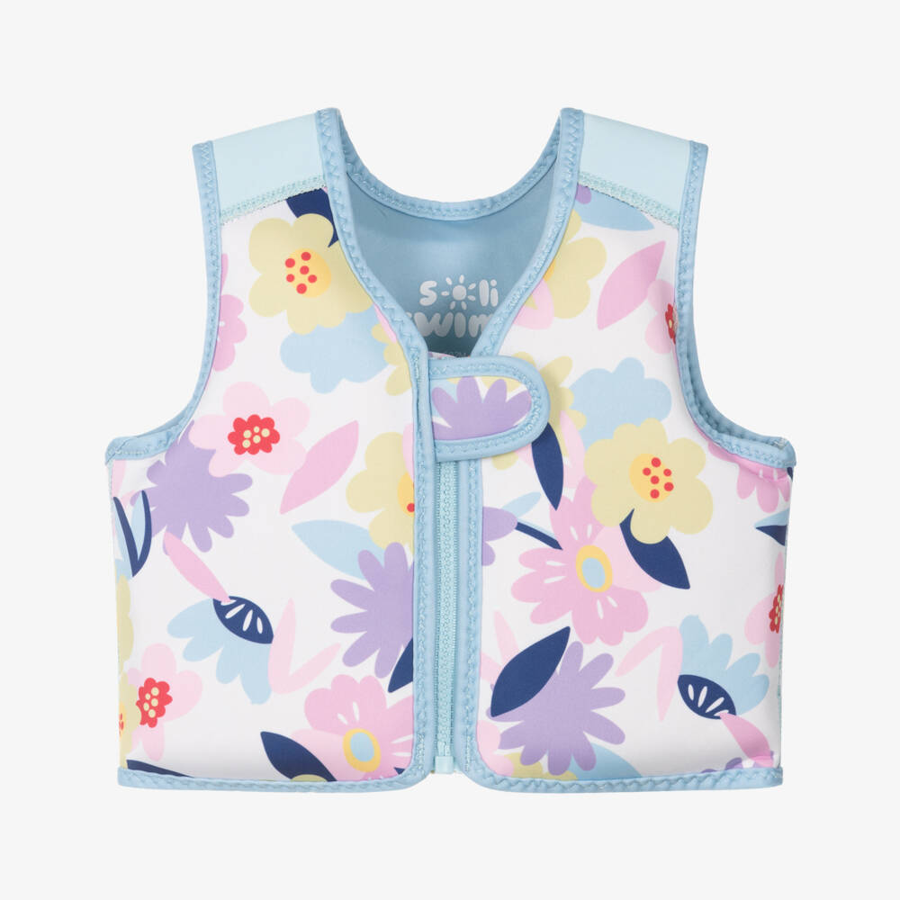 Soli Swim-Жилет для плавания бело-голубой с цветочным принтом | Childrensalon Outlet