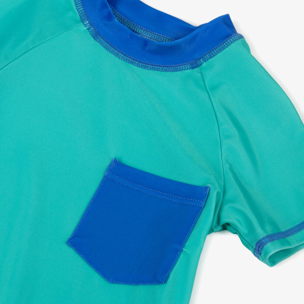 Soli Swim-Boys Aqua & Navy Rash Vest | Childrensalon Outlet