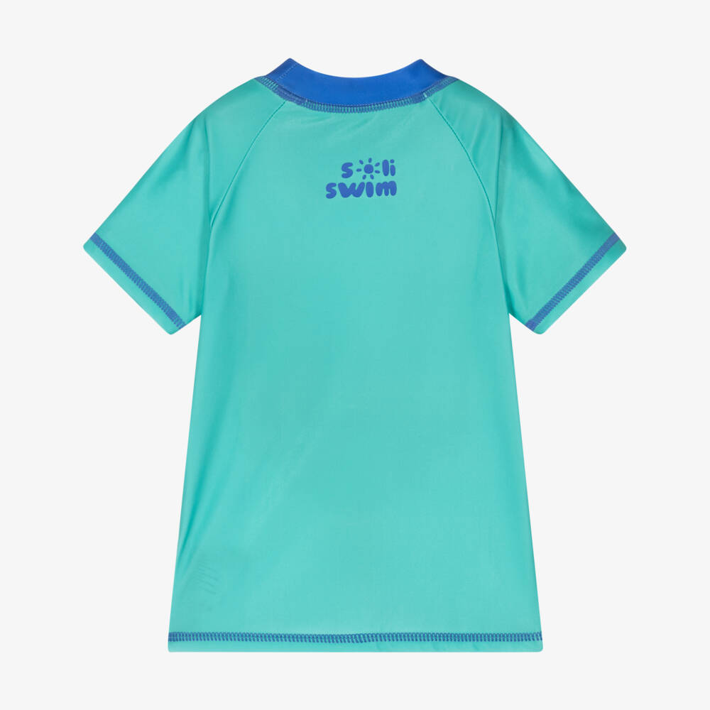 Soli Swim-Boys Aqua & Navy Rash Vest | Childrensalon Outlet