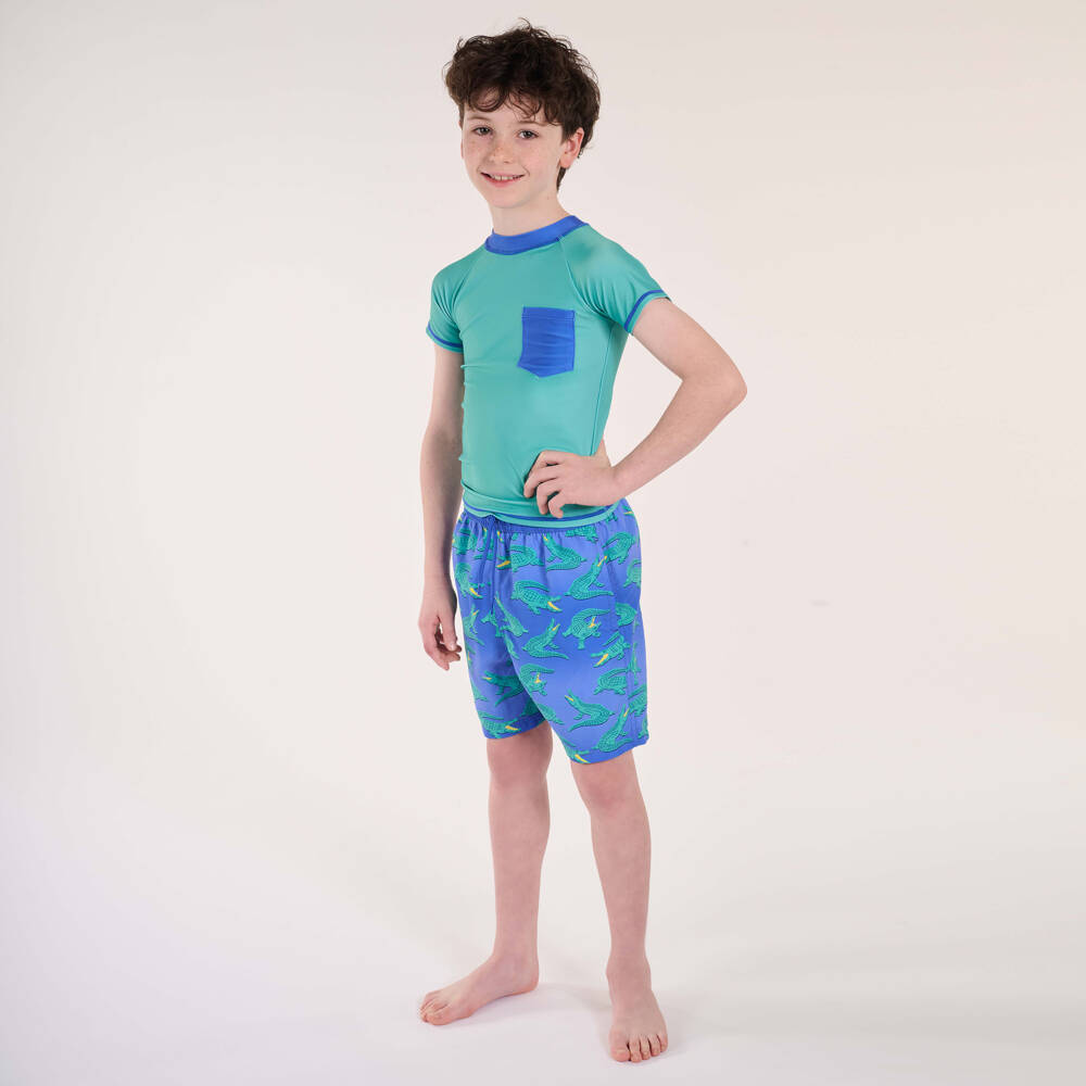 Soli Swim-Boys Aqua & Navy Rash Vest | Childrensalon Outlet