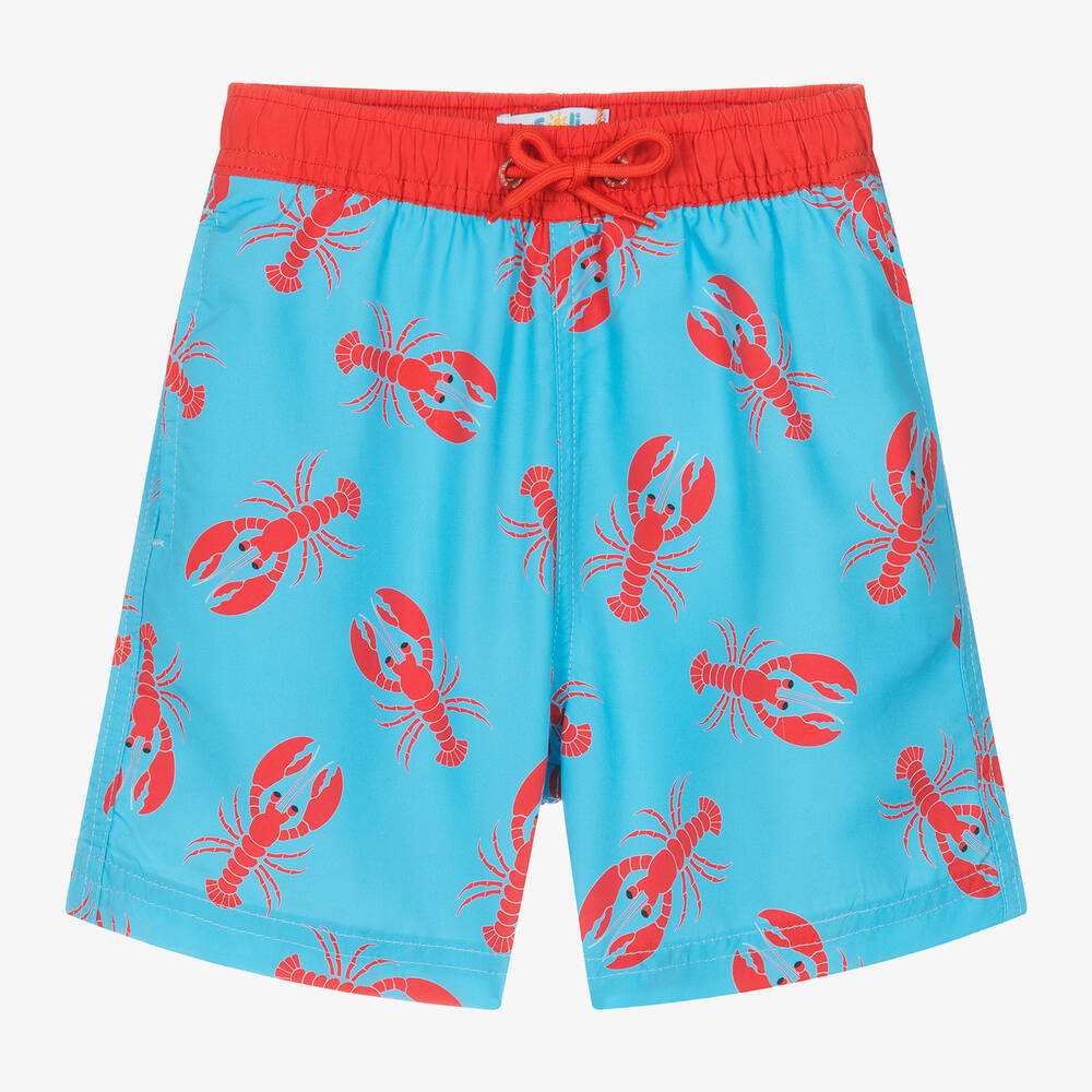 Soli Swim-Boys Blue Lobster Print Swim Shorts | Childrensalon Outlet
