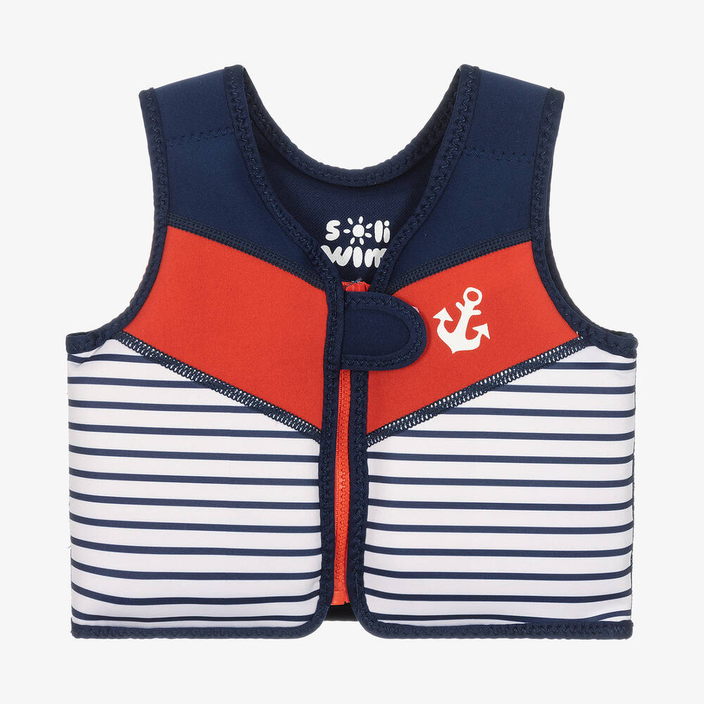 Soli Swim - Gilet flottant bleu et rouge rayé | Childrensalon