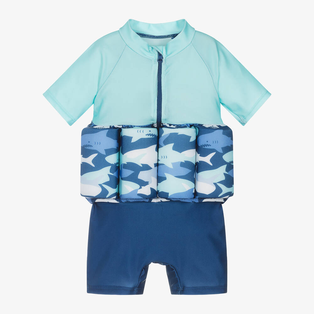 Soli Swim-Boys Blue Shark Float Suit (UPF50+) | Childrensalon Outlet