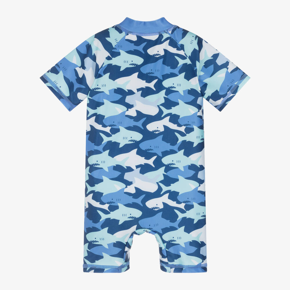 Soli Swim-Boys Blue Sharks Sun Suit (UPF50+) | Childrensalon Outlet