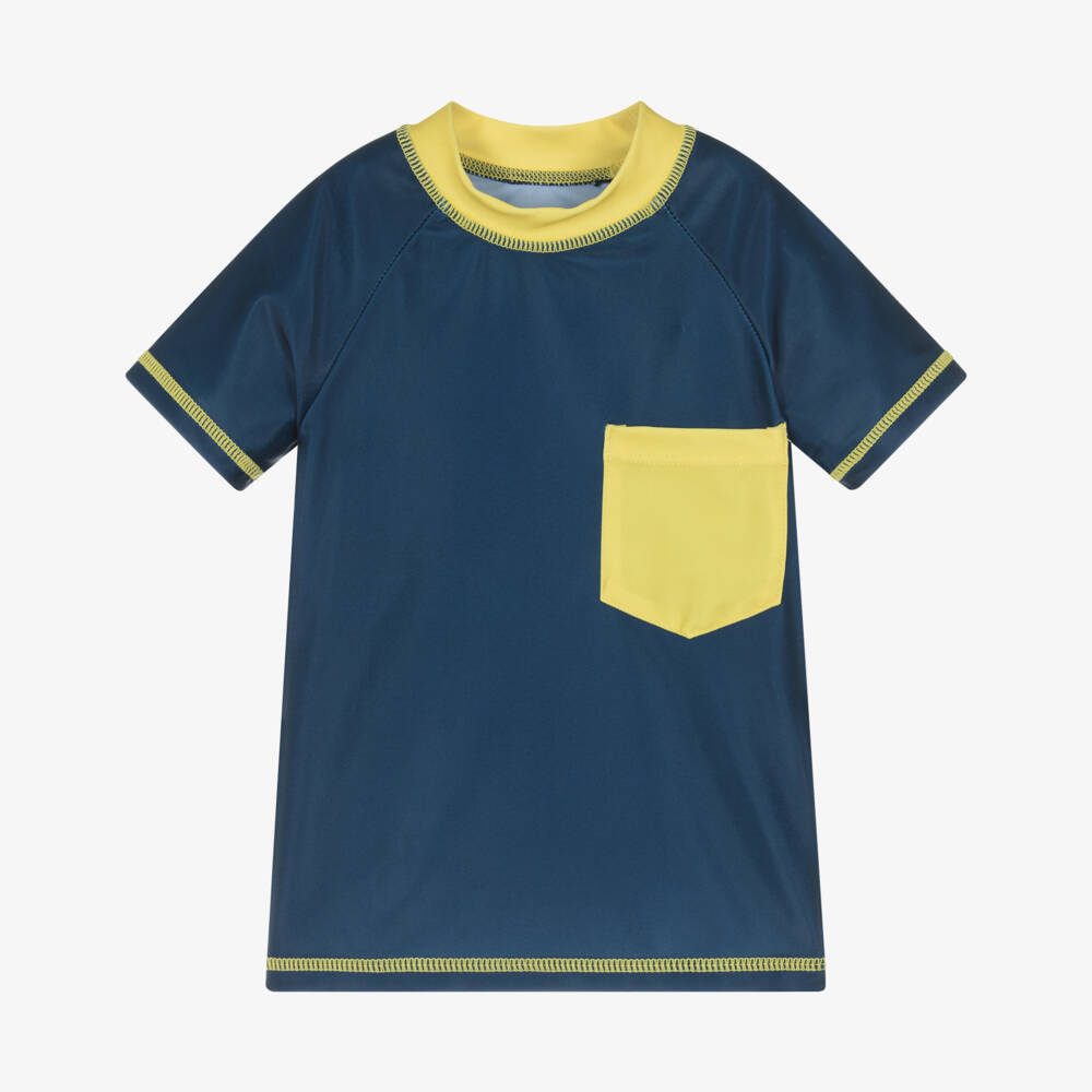 Soli Swim-Boys Blue & Yellow Rash Guard | Childrensalon Outlet