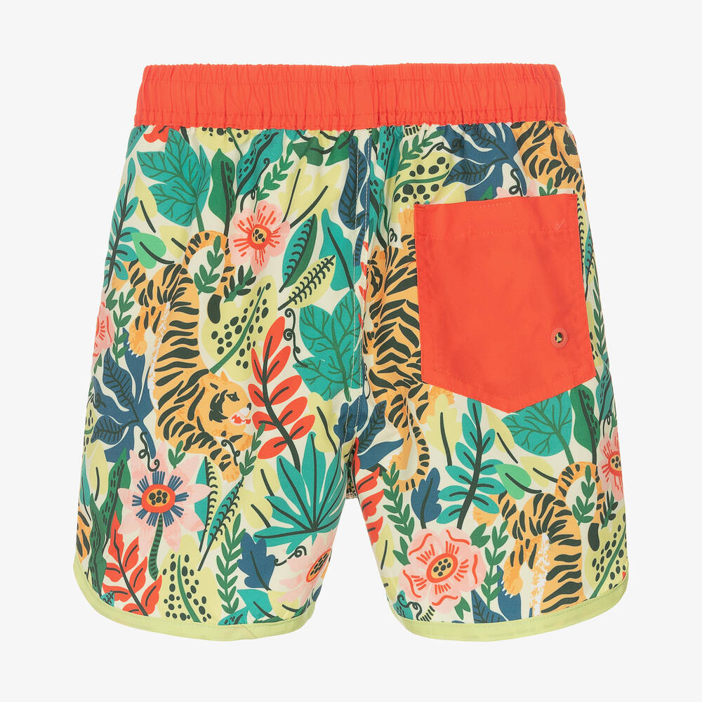 Soli Swim-Зеленые плавки-шорты с тропическим принтом (UPF50+) | Childrensalon Outlet