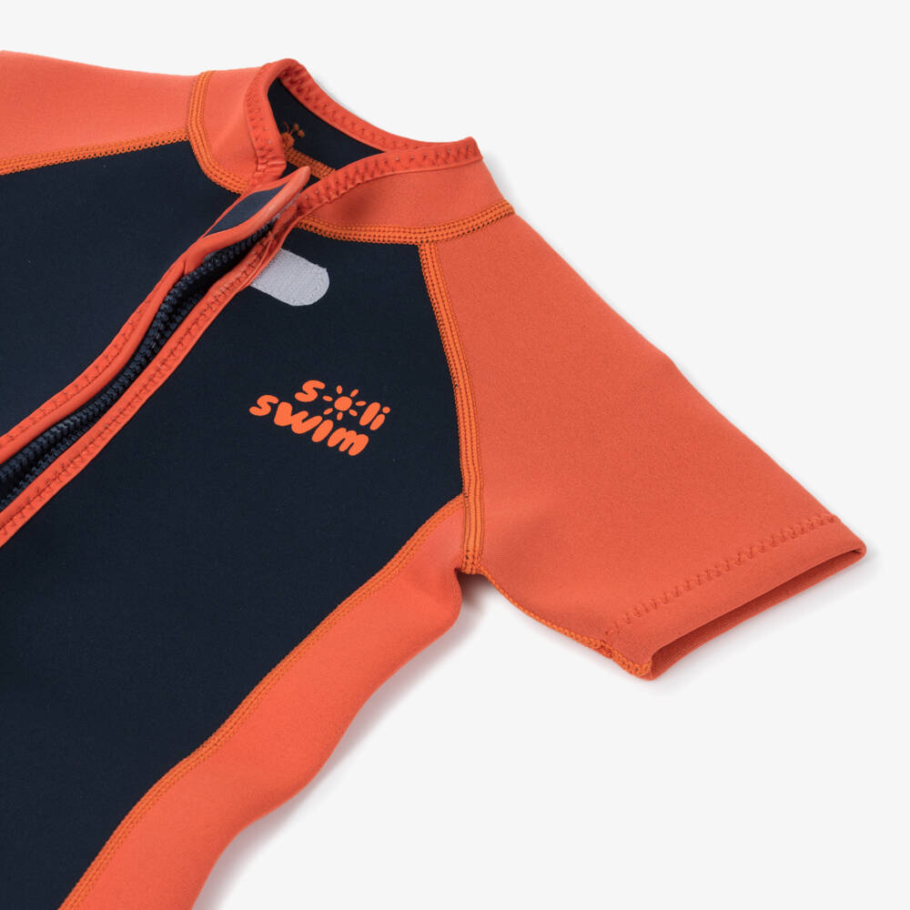 Soli Swim-Boys Navy Blue & Orange Wet Suit | Childrensalon Outlet