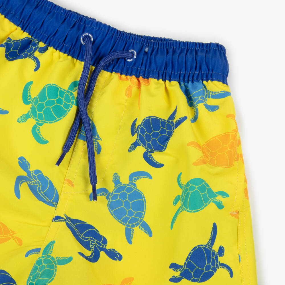 Soli Swim-Boys Yellow & Blue Turtle Swim Shorts (UPF50+) | Childrensalon Outlet