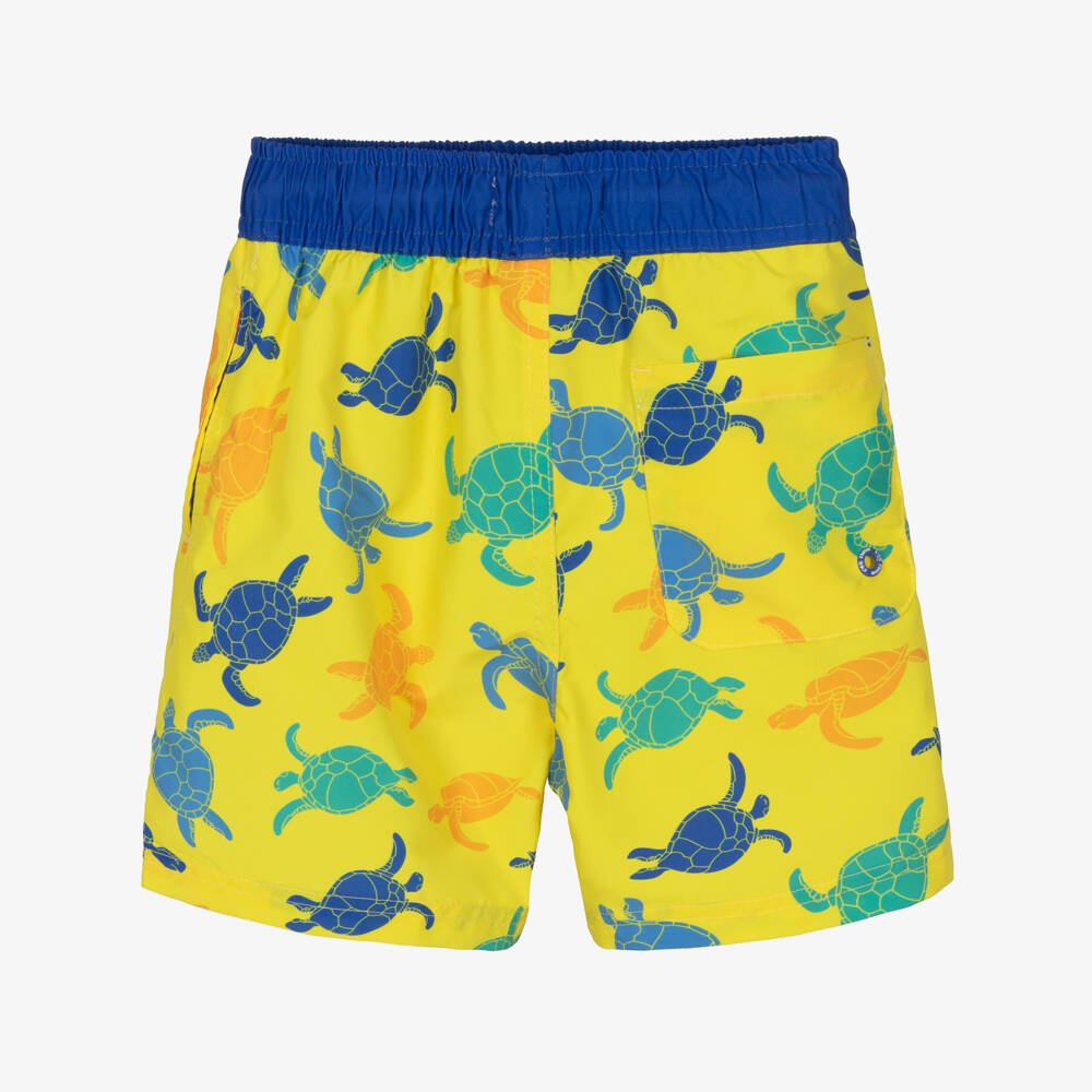 Soli Swim-Boys Yellow & Blue Turtle Swim Shorts (UPF50+) | Childrensalon Outlet