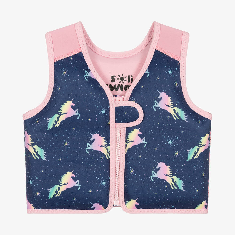 Soli Swim - Girls Blue & Pink Unicorn Float Vest | Childrensalon