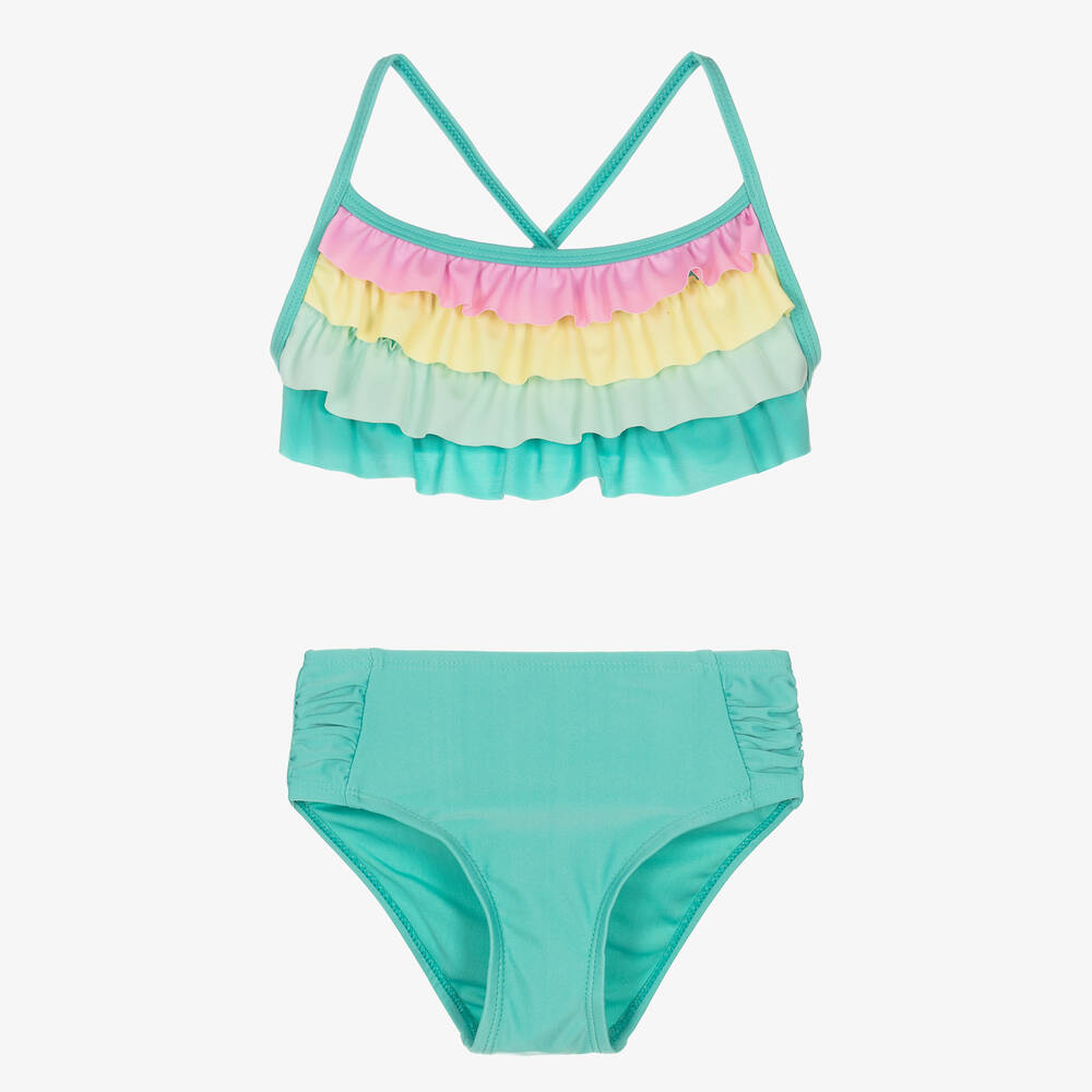 Soli Swim - Bikini vert à volants fille UPF50+ | Childrensalon