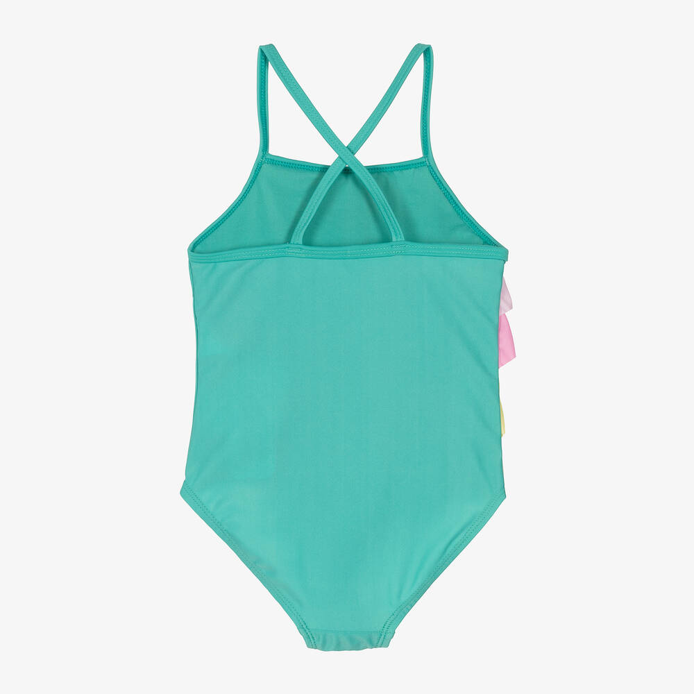 Soli Swim-Girls Blue Ruffle Swimsuit (UPF50+) | Childrensalon Outlet