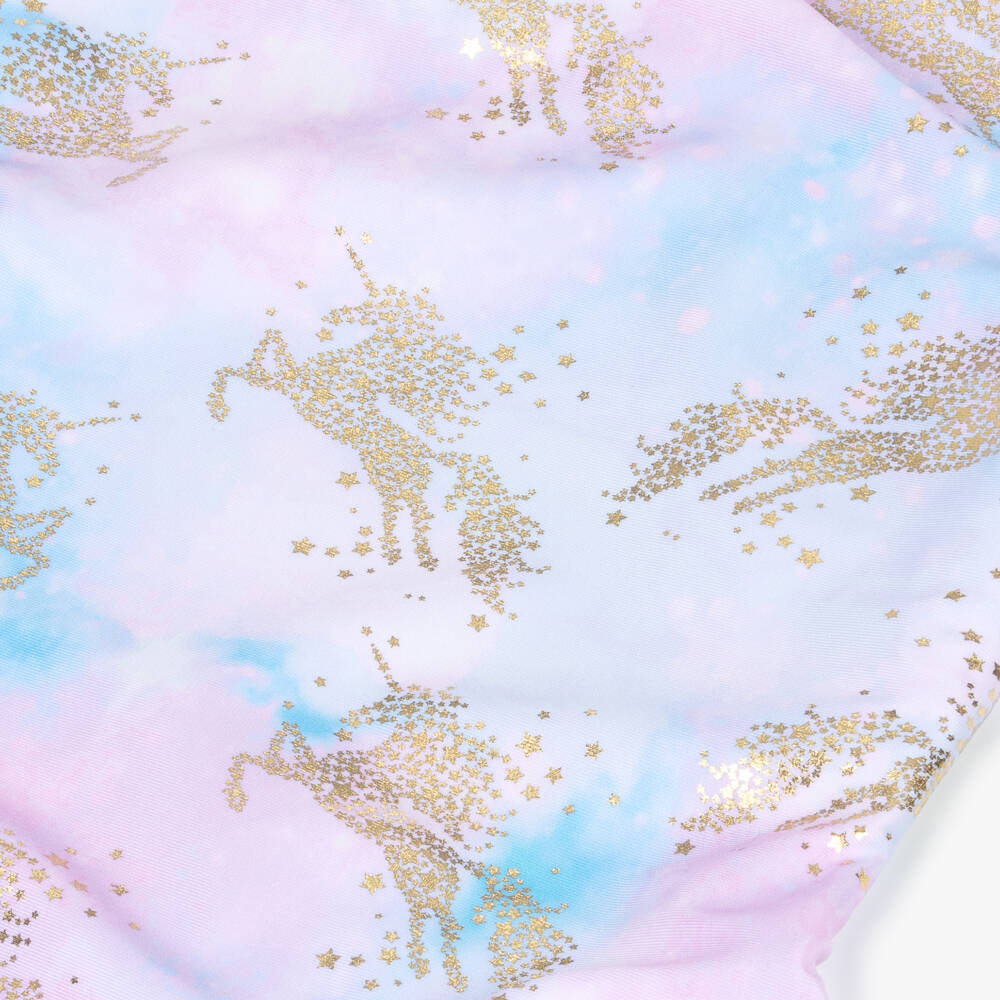 Soli Swim-Girls Lilac & Gold Unicorn Print Swimsuit (UPF50+) | Childrensalon Outlet