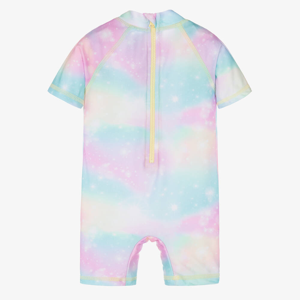 Soli Swim-Розово-голубой солнцезащитный комбинезон с единорогом (UPF50+) | Childrensalon Outlet