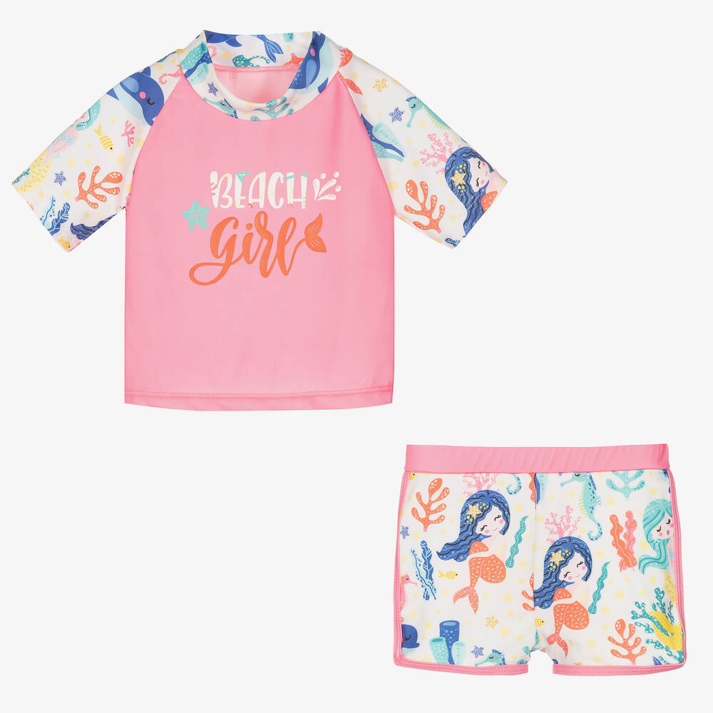 Soli Swim-Girls Pink Mermaid Swim Set (UPF50+) | Childrensalon Outlet