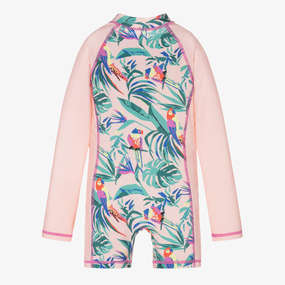 Soli Swim-Розовый солнцезащитный комбинезон с попугаями (UPF50+) | Childrensalon Outlet