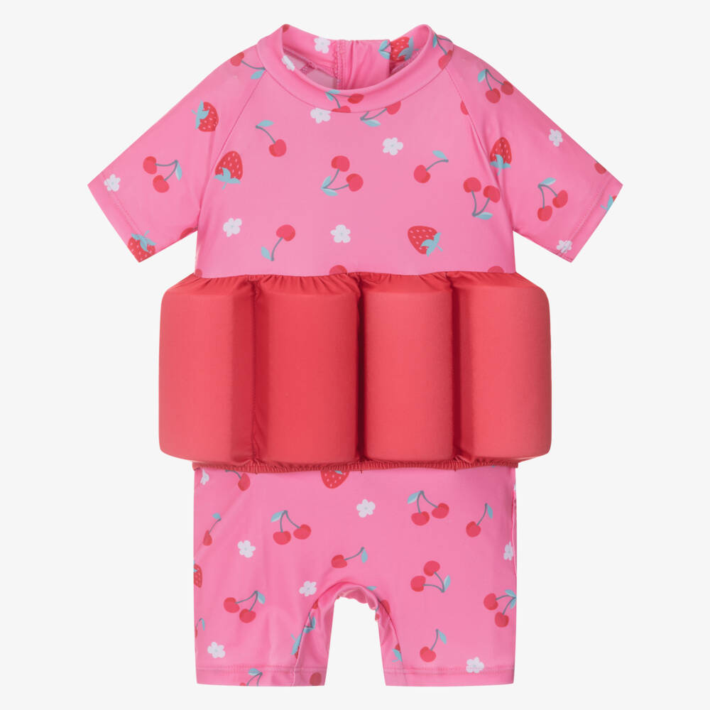 Soli Swim-Girls Pink & Red Cherry Float Suit (UPF50+) | Childrensalon Outlet
