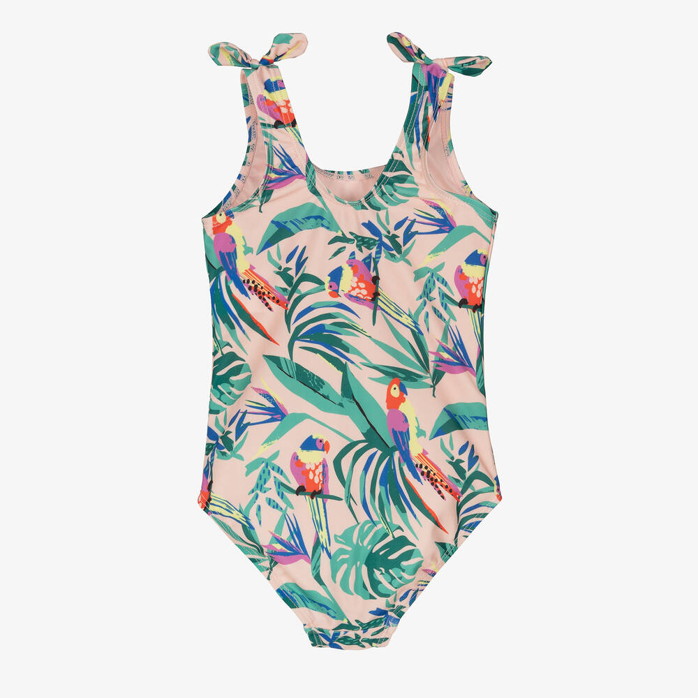 Soli Swim-Розовый купальник с тропическим принтом (UPF50+) | Childrensalon Outlet