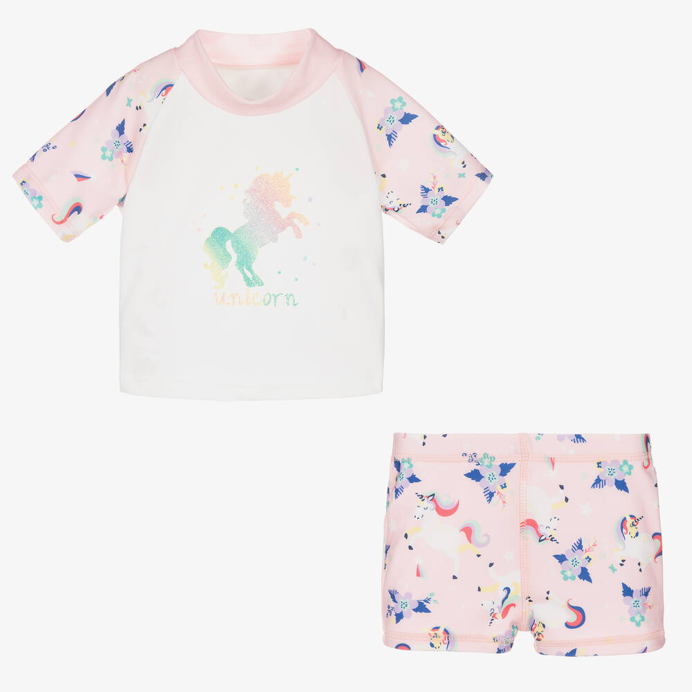 Soli Swim - Girls Pink Unicorn Sun Set (UPF50+) | Childrensalon