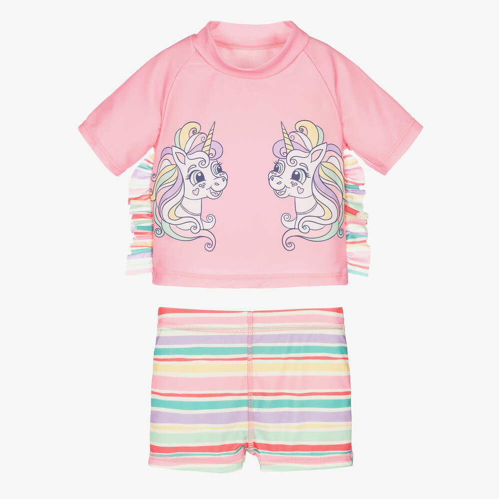 Soli Swim-Girls Pink Unicorn Swim Set (UPF50+) | Childrensalon Outlet